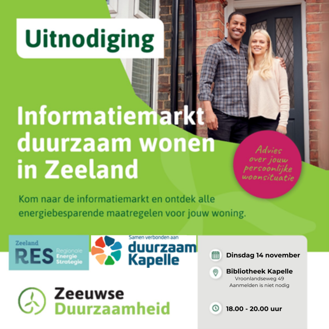 Uitnodiging informatiemarkt man en vrouw voor huisdeur